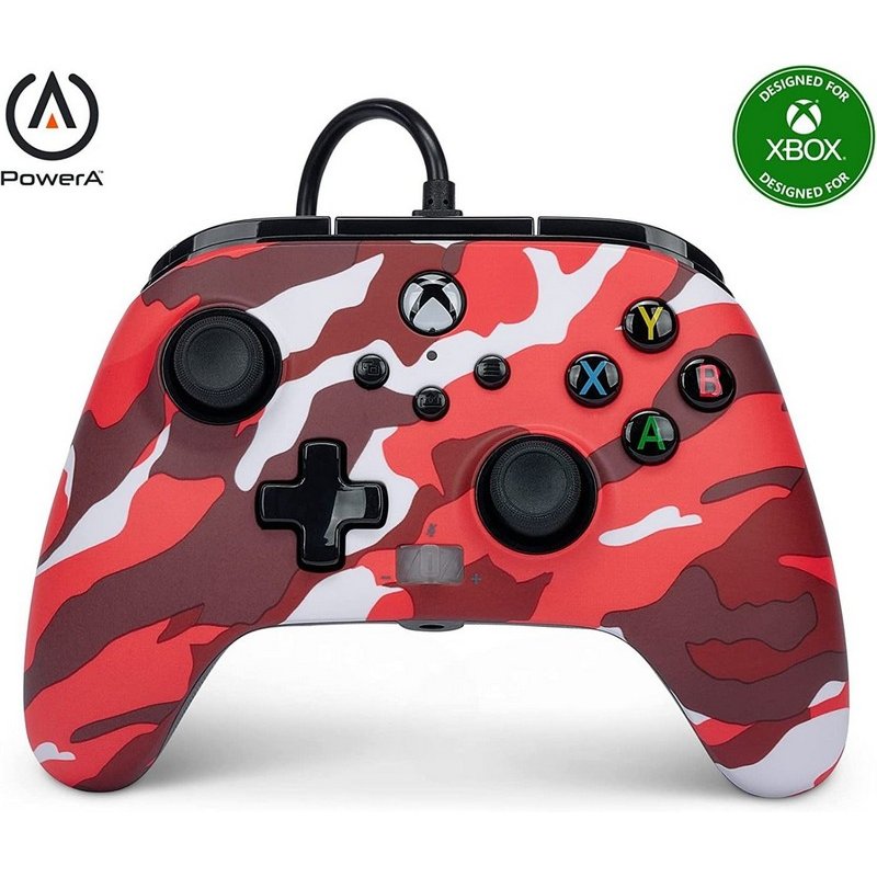 Xbox Power A Joy Enhanced Wired Controller Camo Red